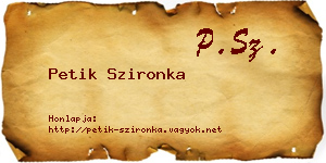 Petik Szironka névjegykártya